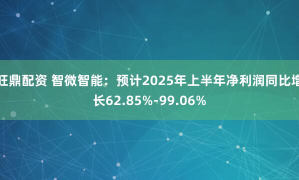 旺鼎配资 智微智能：预计2025年上半年净利润同比增长62.85%-99.06%