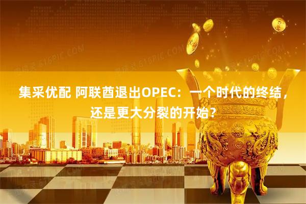 集采优配 阿联酋退出OPEC：一个时代的终结，还是更大分裂的开始？